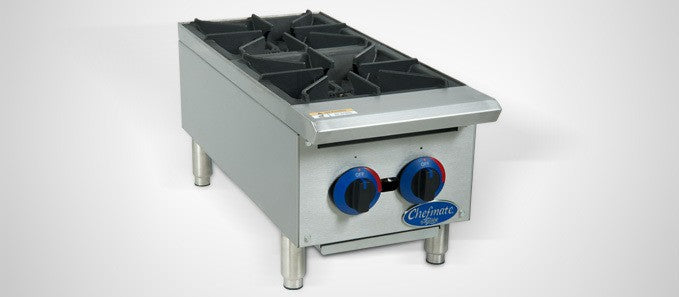 Globe C12HT, 12" Chefmate by Globe 2-Burner Gas Hot Plate