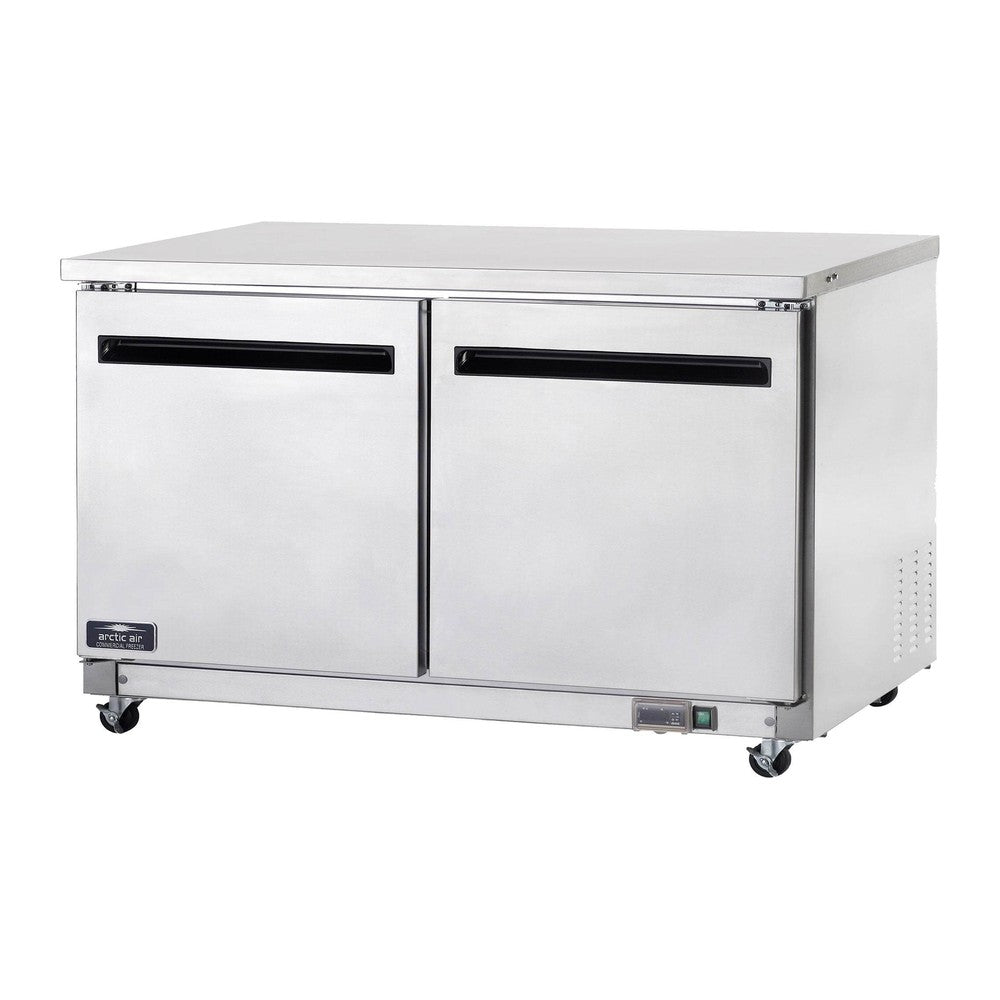 Arctic Air AUC60F 61-1/4 inch two door stainless steel undercounter freezer, doors closed