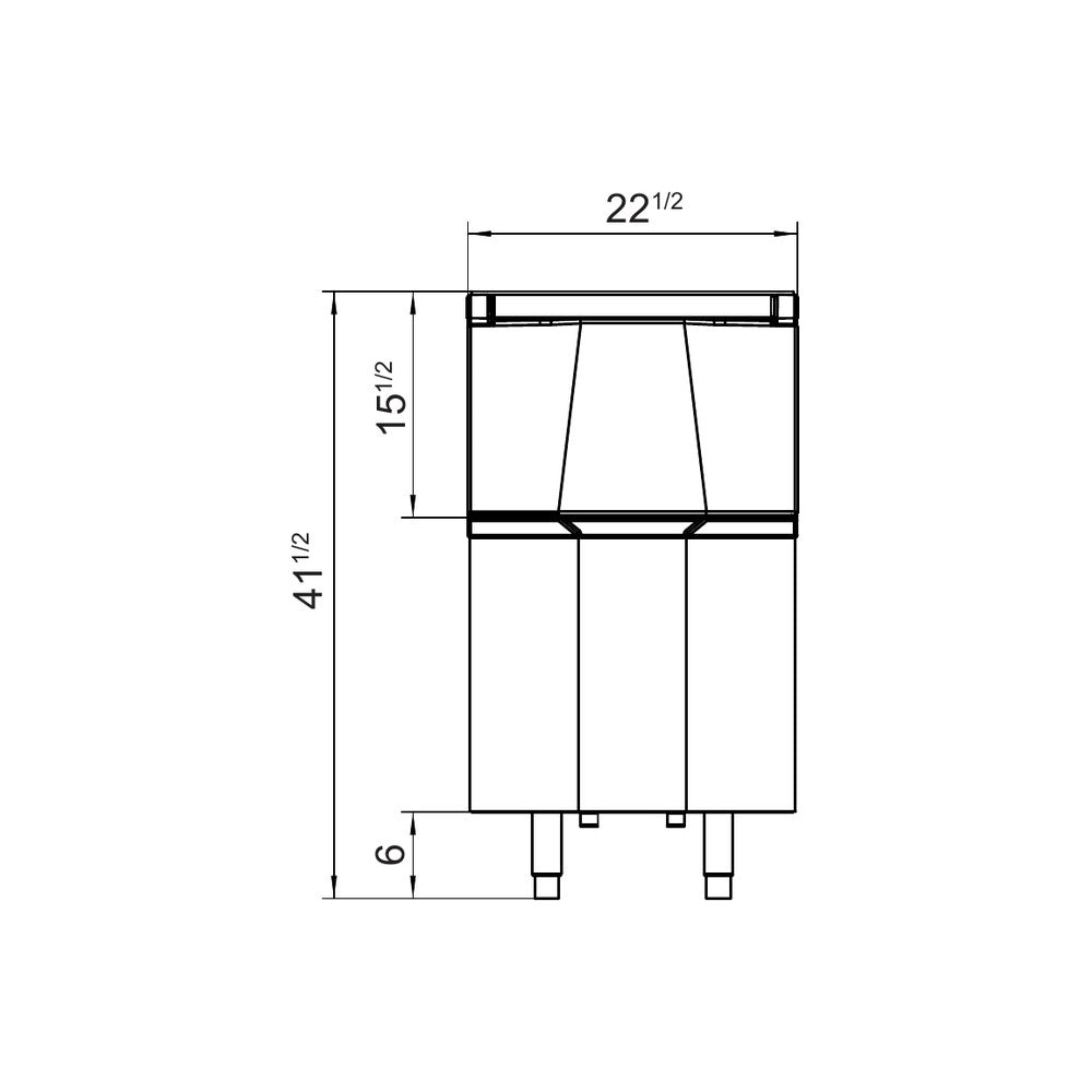 Atosa BYR0300 front dimension drawing from the Atosa spec sheet: 22-1/2" W x 41-1/2" H including 6" legs