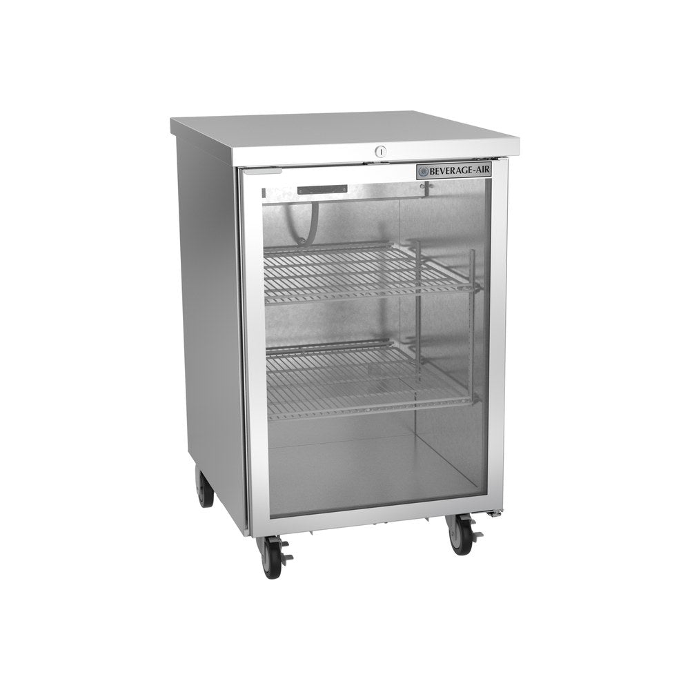 Beverage Air BB24HC-1-G-S 24" one glass door back bar cooler, front view, door closed