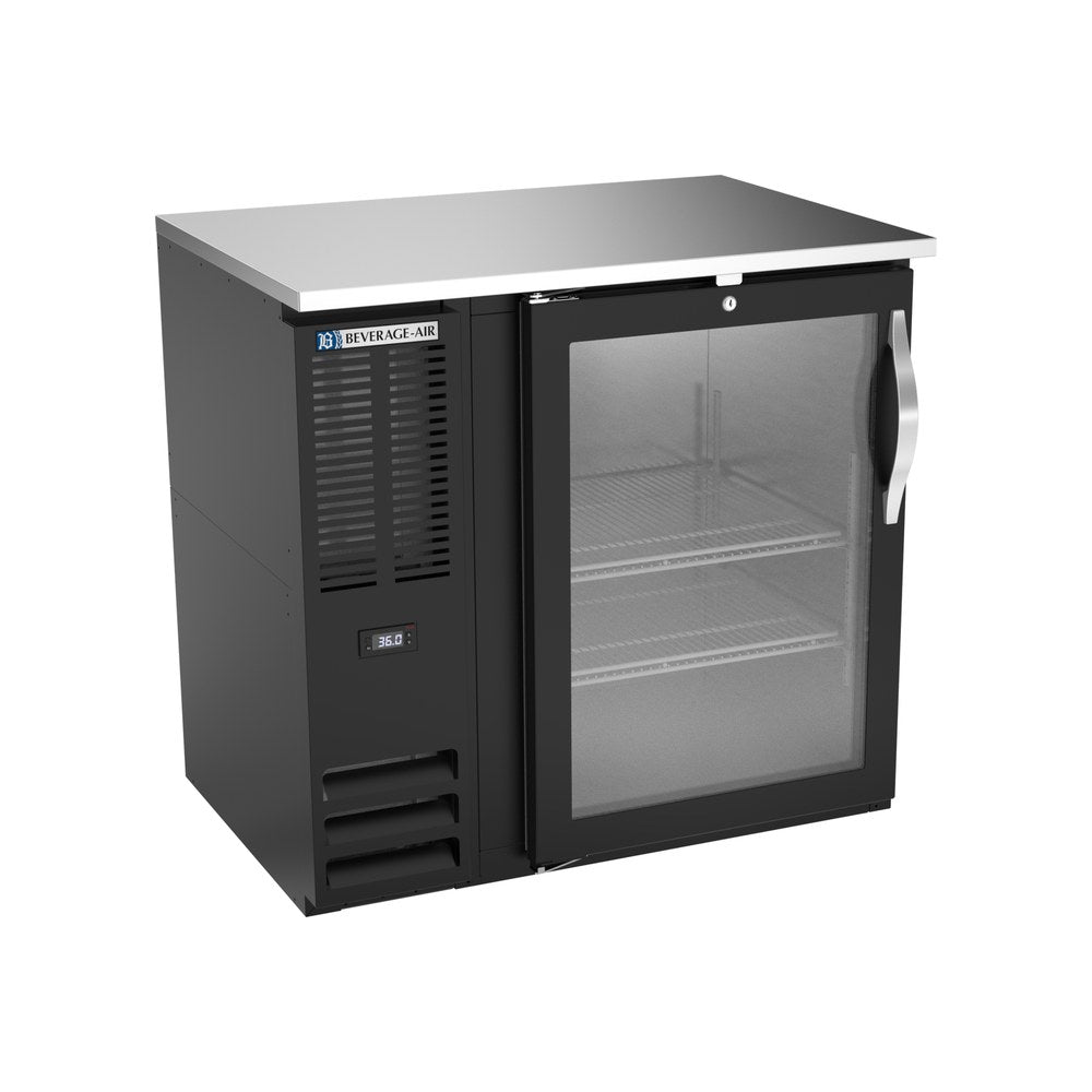 Beverage Air BBN36HC-FG-B 36" one glass door back bar cooler, front view, door closed