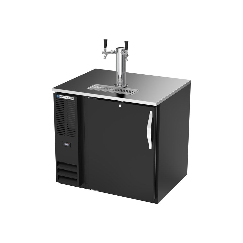 Beverage Air DD36HC-B 36" one solid door beer dispenser, side angle view, door closed