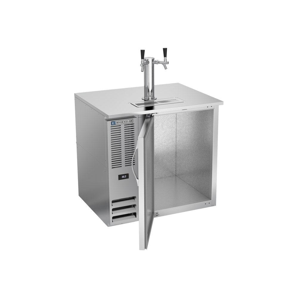 Beverage Air DD36HC-S 36" one solid door beer dispenser, with the door open showing the interior