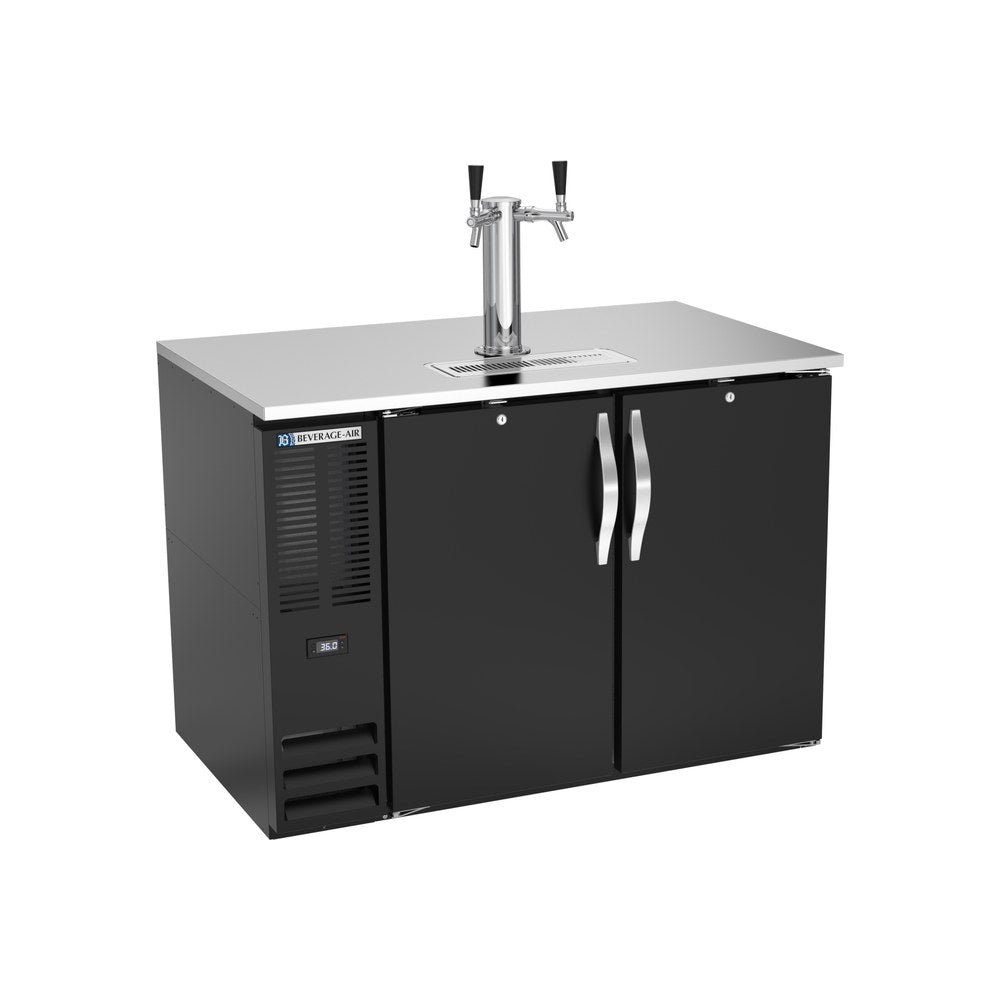 Beverage Air DD48HC-B 48" two solid doors beer dispenser, front view, doors closed