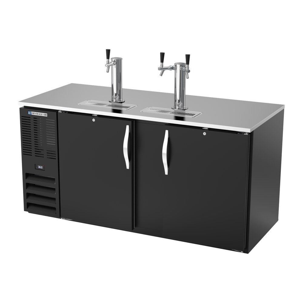 Beverage Air DD68HC-B 68" two solid doors beer dispenser, side angle view, doors closed