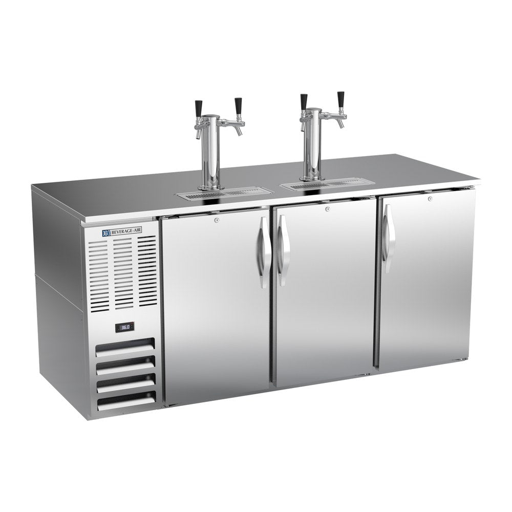 Beverage Air DD72HC-S 72" three solid doors beer dispenser, front view, doors closed