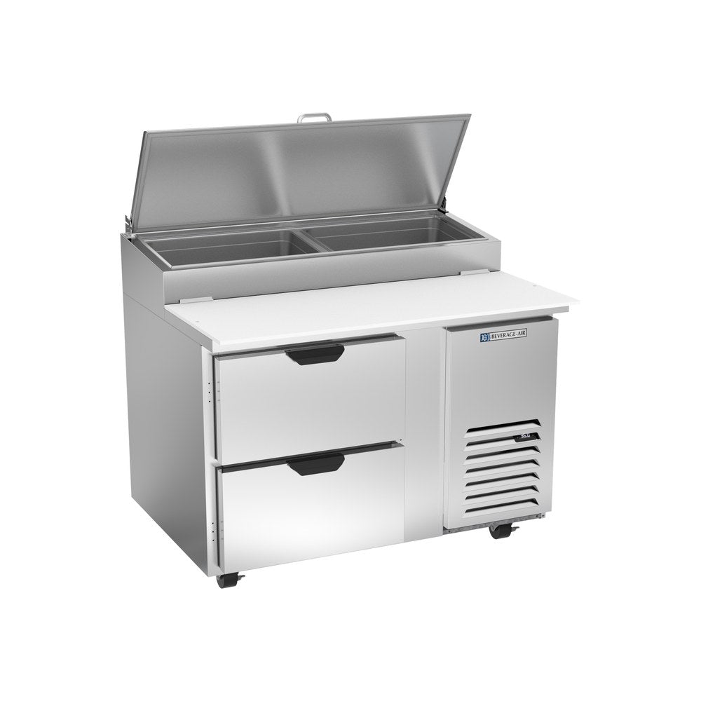 Beverage Air DPD46HC-2 46" two drawers pizza prep table, front view, door closed