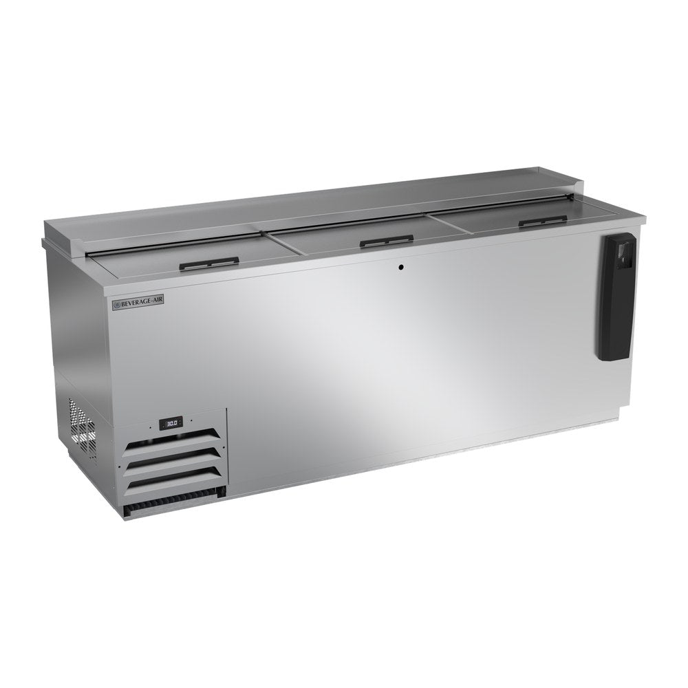 Beverage Air DW79HC-S-29 80" bottle cooler, front view, lids closed