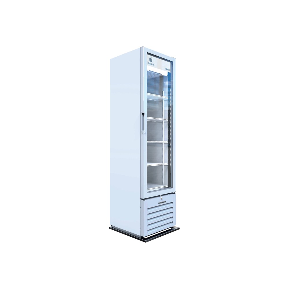 Beverage Air MT08-1H6W 18-7/8" one glass swing door merchandiser refrigerator, front view, door closed
