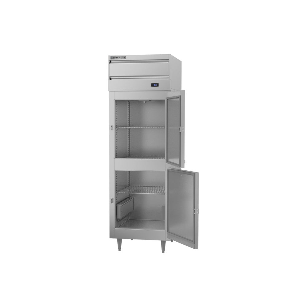 Beverage Air PH1-1HS heated cabinet, right side view doors open