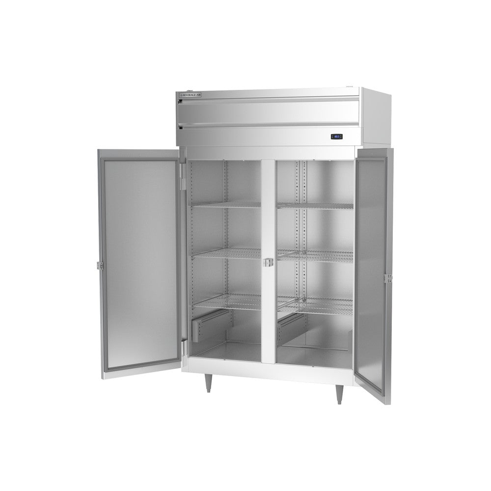 Beverage Air PH2-1S heated cabinet, right side view doors open