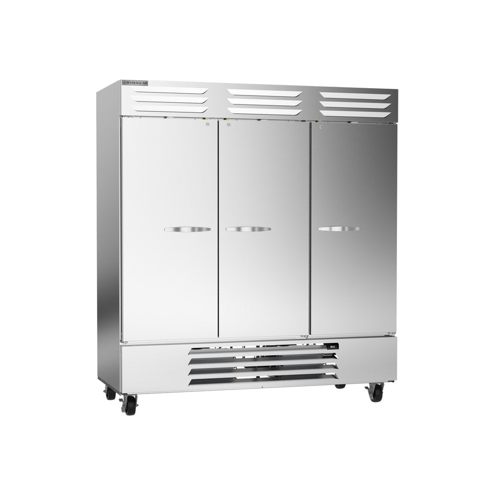 Beverage Air RB72HC-1S 75" three solid doors reach-in refrigerator, front view, doors closed