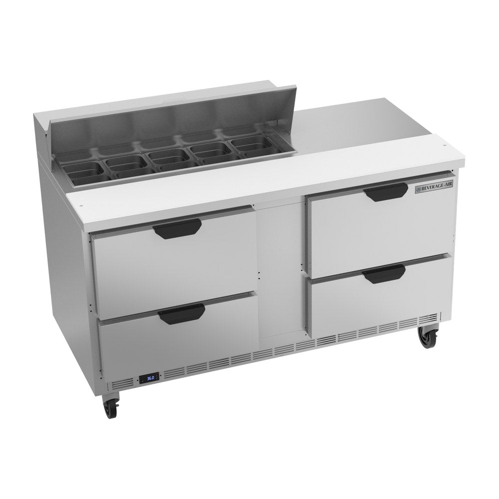 Beverage Air SPED60HC-10-4 60" four drawers sandwich prep table, front view, door closed