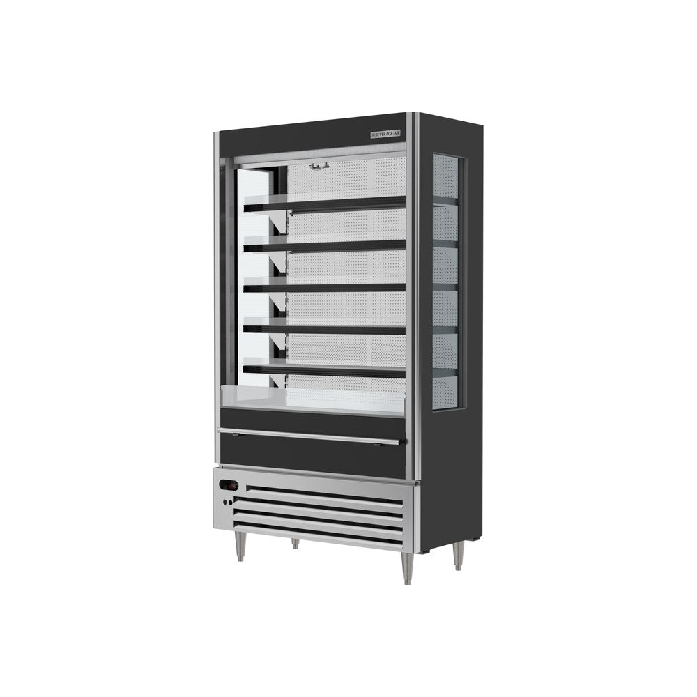 Beverage Air VMHCSL-18-1-B 47-1/16" open-air merchandiser, side angle view