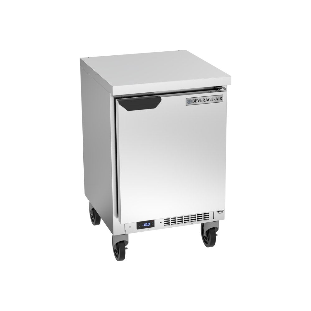 Beverage Air WTF20HC-FLT 20" one solid door worktop freezer, front view, door closed