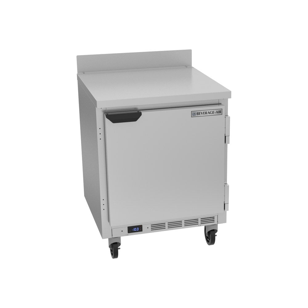 Beverage Air WTF27HC 27" one solid door worktop freezer, front view, door closed
