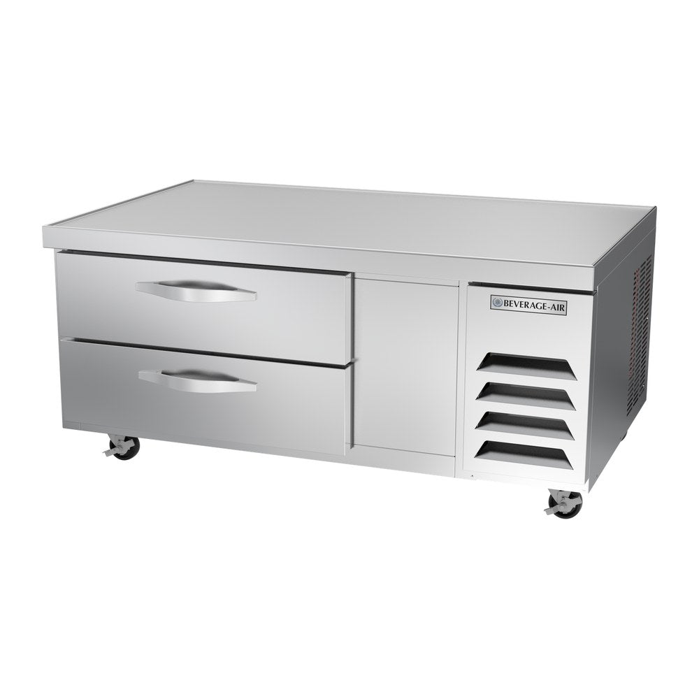 Beverage Air WTFCS52HC 52" two drawers chef base freezer, side angle view, door closed