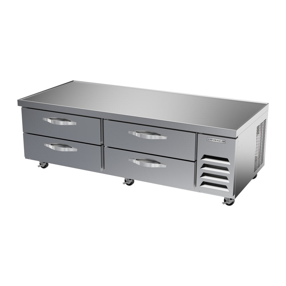 Beverage Air WTFCS72HC 72" four drawers chef base freezer, side angle view, door closed