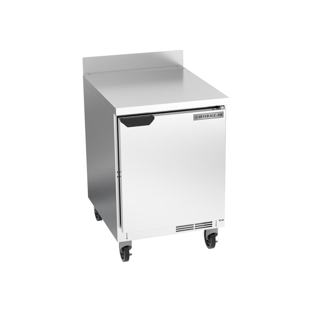 Beverage Air WTR24AHC 24" one solid door worktop refrigerator, front view, door closed