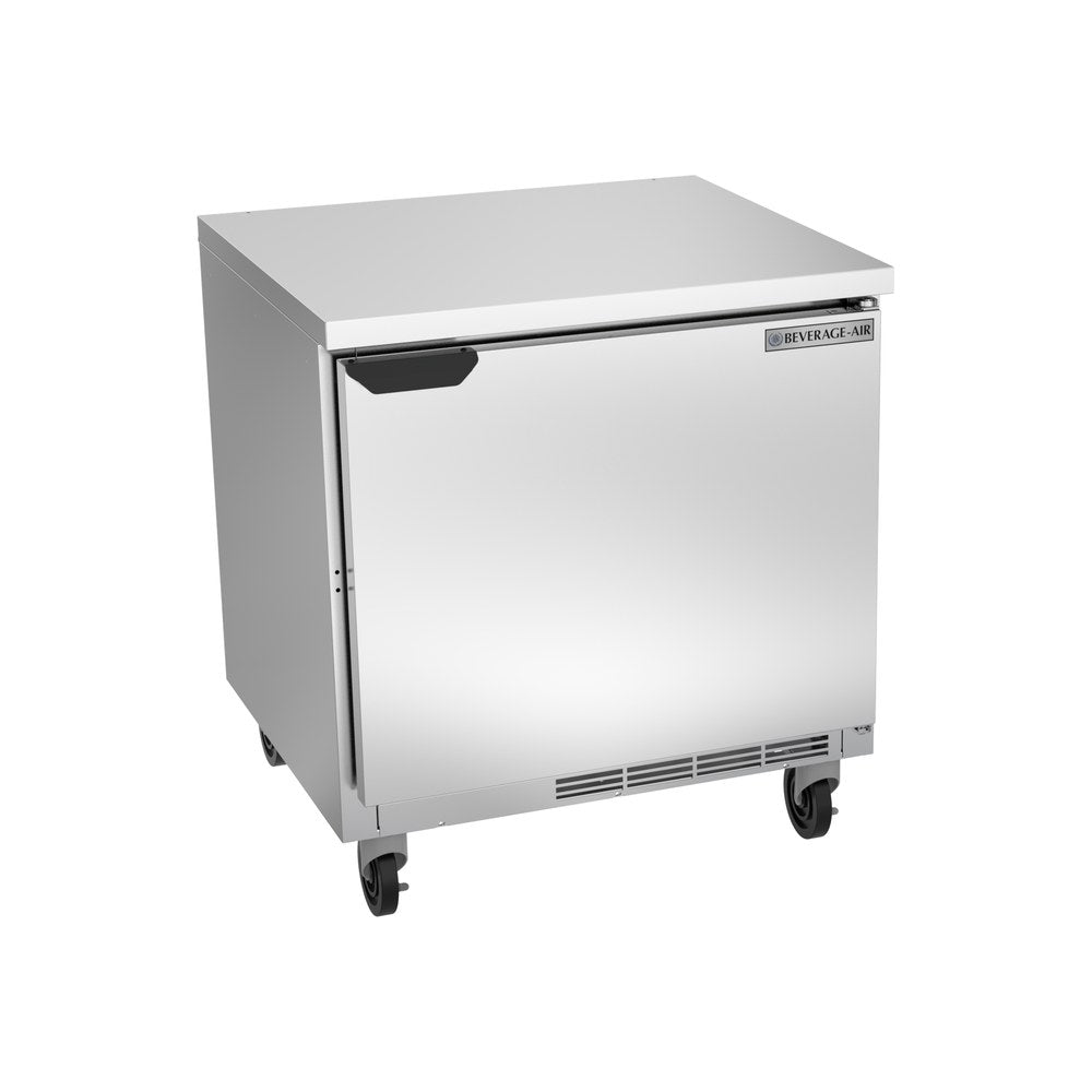 Beverage Air WTR32AHC-FLT 32" one solid door worktop refrigerator, front view, door closed