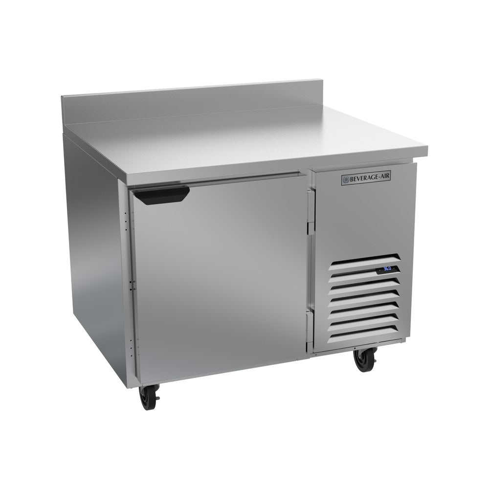 Beverage Air WTR41AHC 41" one solid door worktop refrigerator, front view, door closed