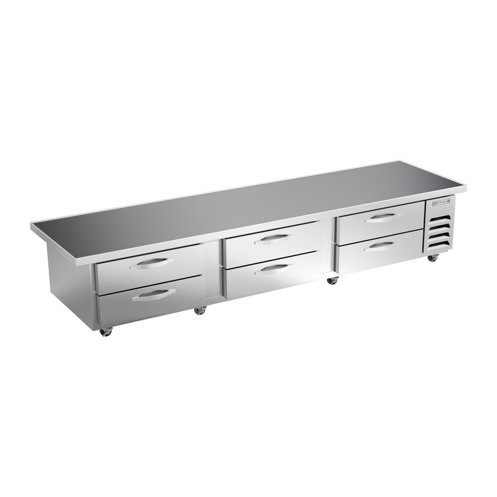 Beverage Air WTRCS112HC-120 120" six drawers chef base refrigerator, front view, door closed