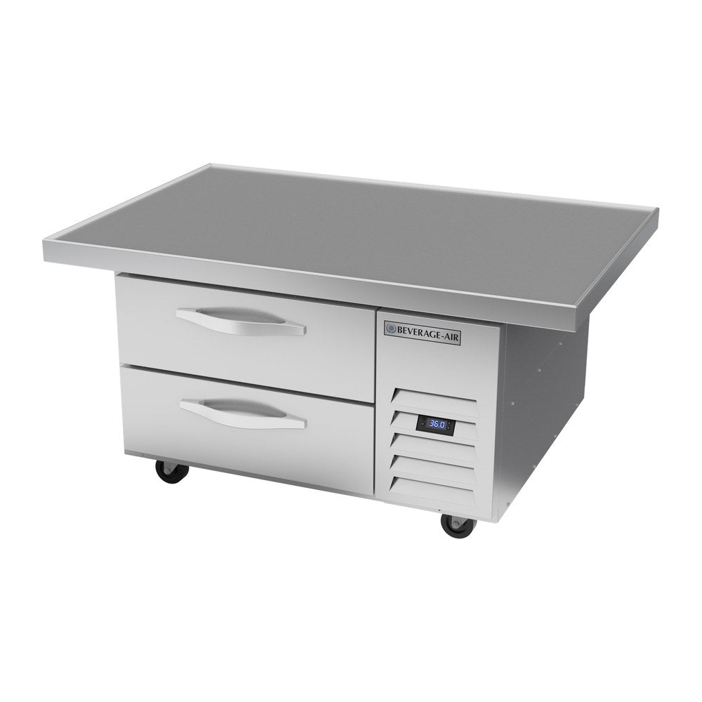 Beverage Air WTRCS36HC-48 48" two drawers chef base refrigerator, side angle view, door closed