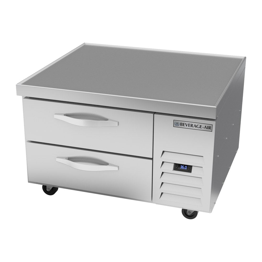 Beverage Air WTRCS36HC 36" two drawers chef base refrigerator, side angle view, door closed