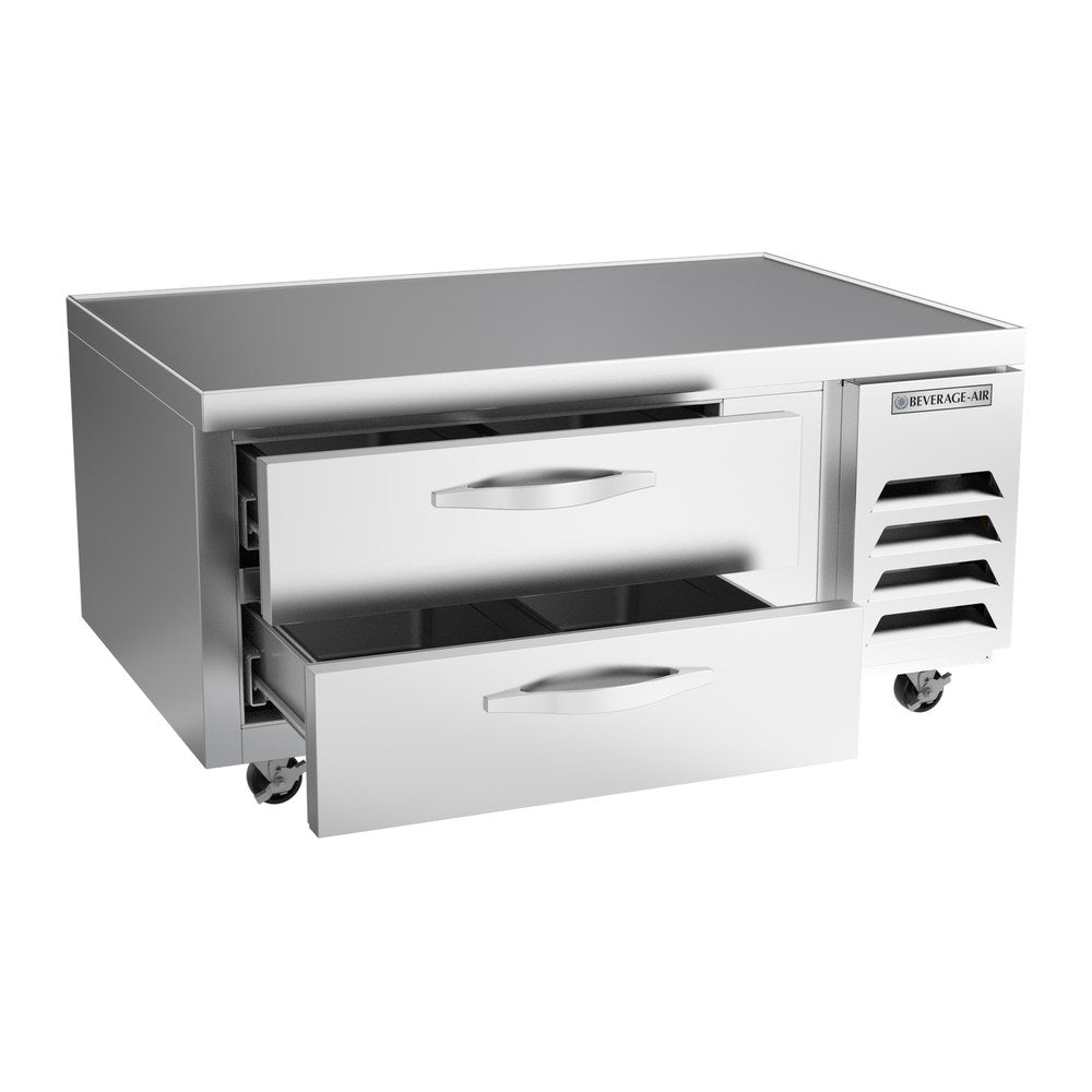 Beverage Air WTRCS48HC 48" two drawers chef base refrigerator, with the door open showing the interior