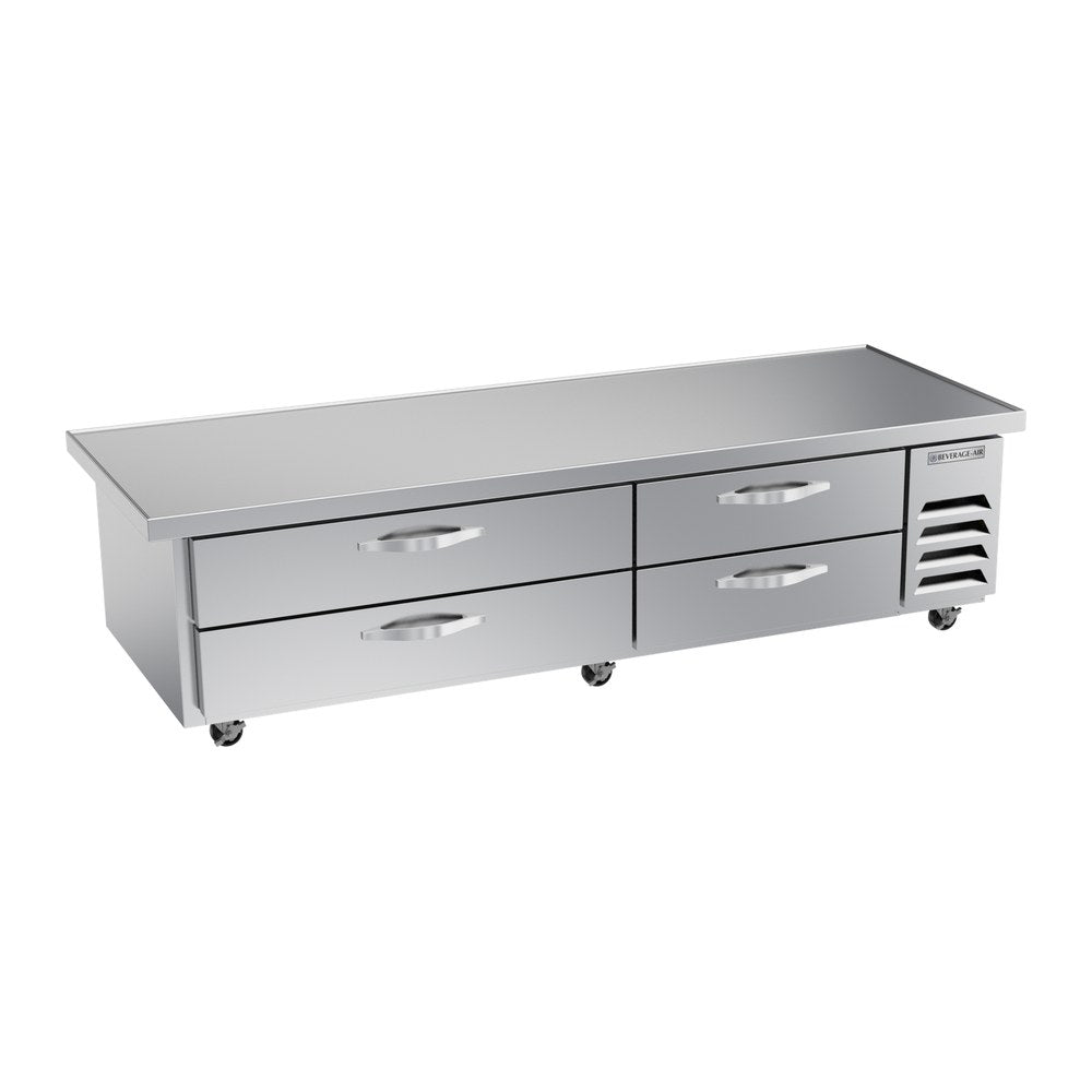 Beverage Air WTRCS84HC-89 89" four drawers chef base refrigerator, front view, door closed