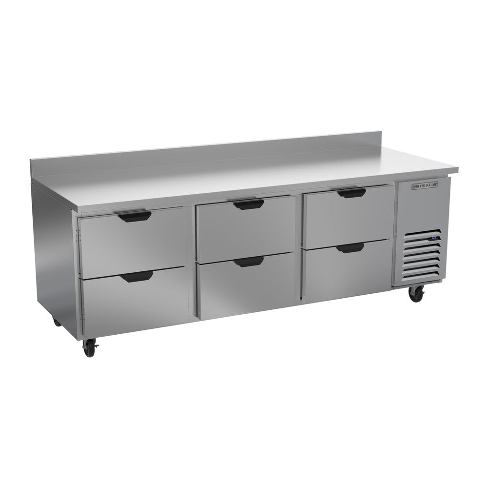 Beverage Air WTRD93AHC-6 93-1/8" six drawers worktop refrigerator, front view, door closed
