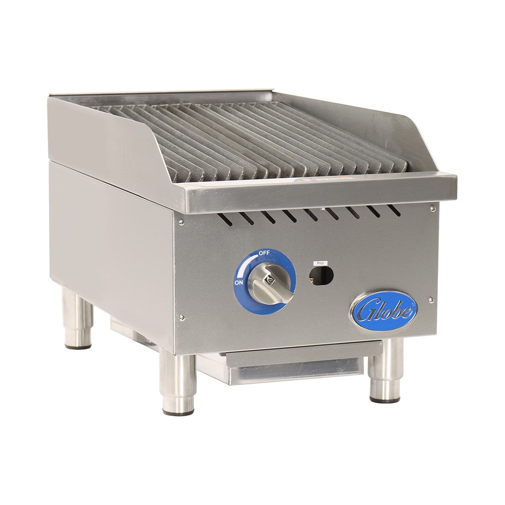 Globe GCB15G-SR 15" countertop gas charbroiler, radiant, front view