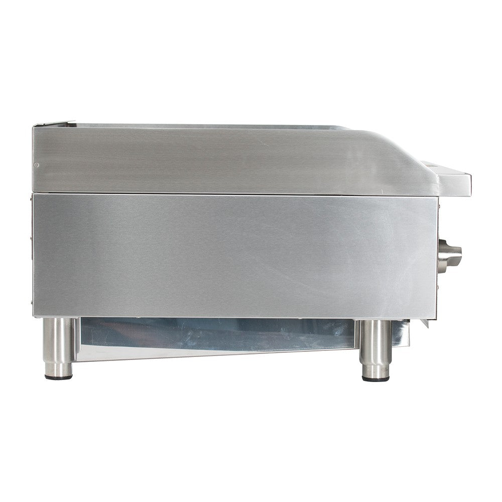 Globe GCB24G-SR 24" countertop gas charbroiler, radiant, side view