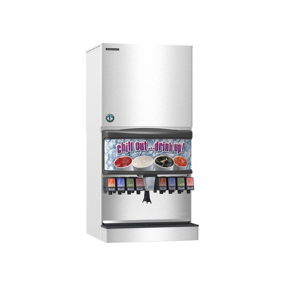 Hoshizaki KMS-1402MLJ remote condenser crescent cube ice machine on Hoshizaki ice and beverage dispenser