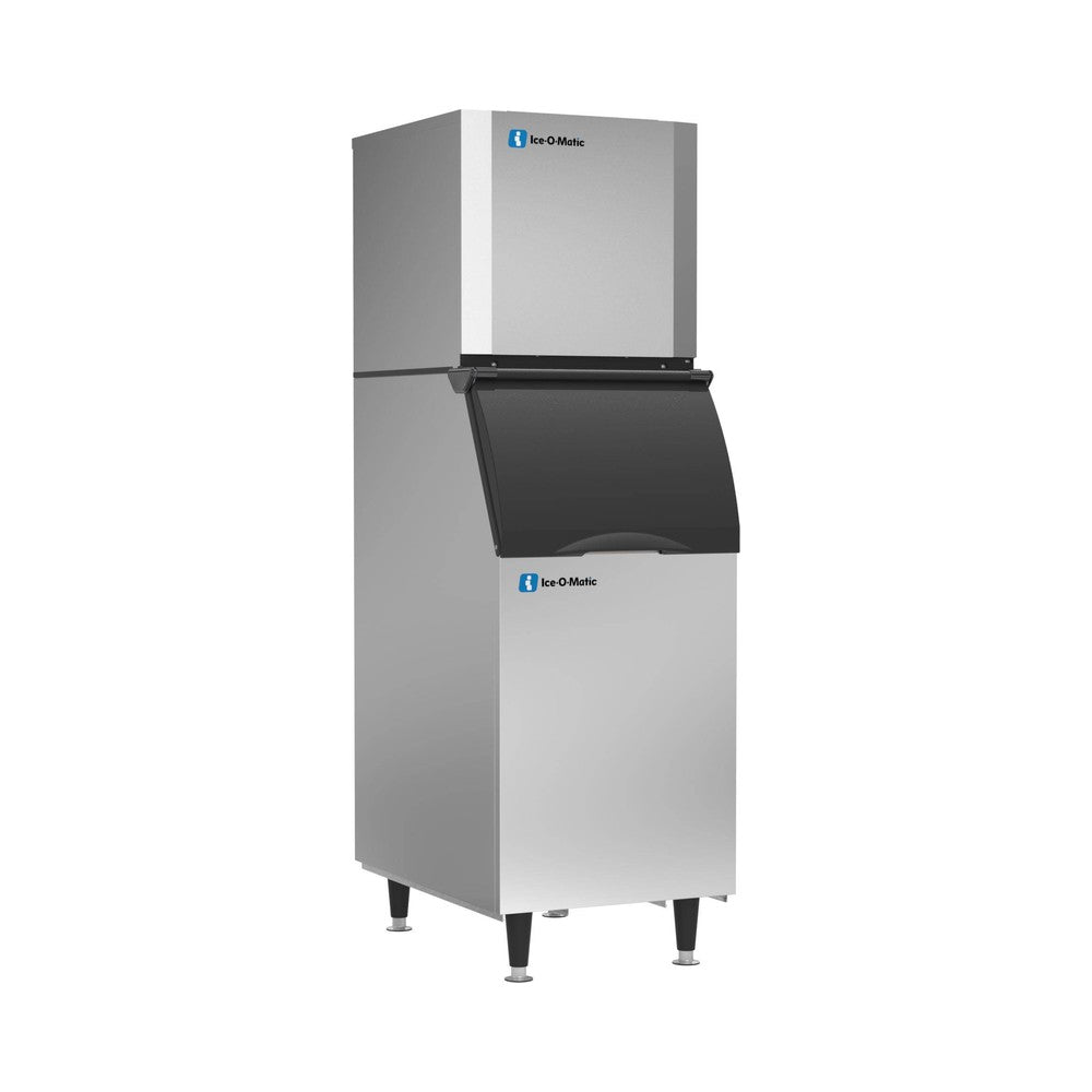 Ice-O-Matic CIM0320HW90 ice machine head shown installed on a 22-inch ice storage bin (bin sold separately)
