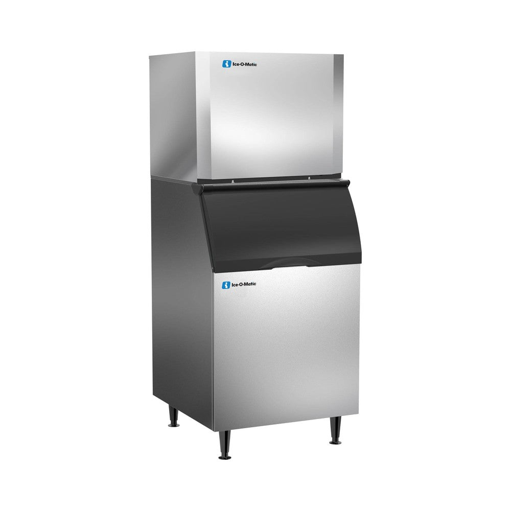 Ice-O-Matic CIM0530HW90 ice machine head shown installed on a 30-inch ice storage bin (bin sold separately)