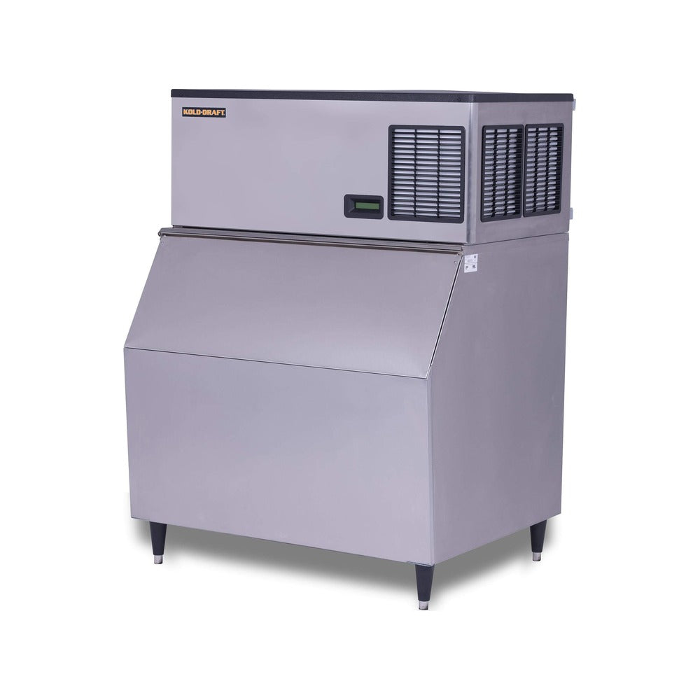 Kold-Draft GBX561ACE ice machine on a Kold-Draft ice storage bin, angled view (bin sold separately)