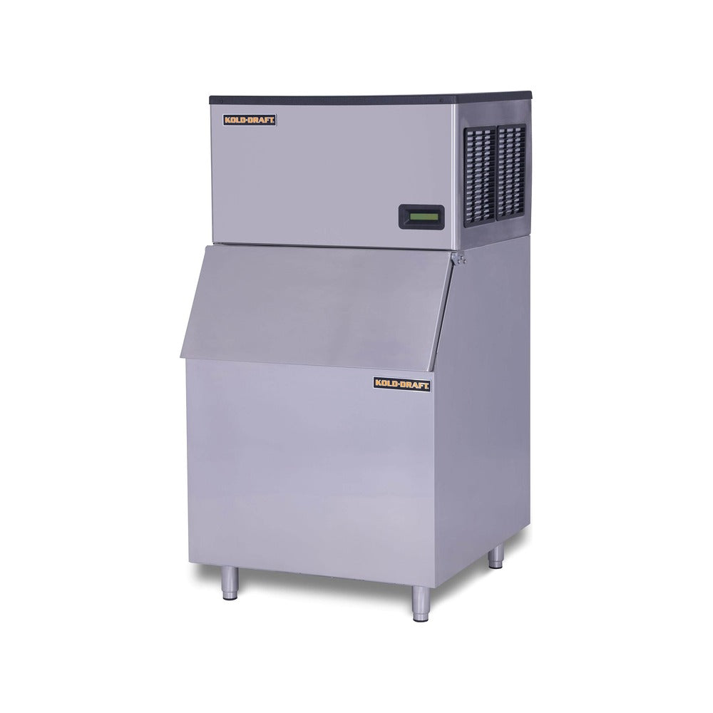 Kold-Draft GTX361LCE ice machine on a Kold-Draft ice storage bin, angled view (bin sold separately)