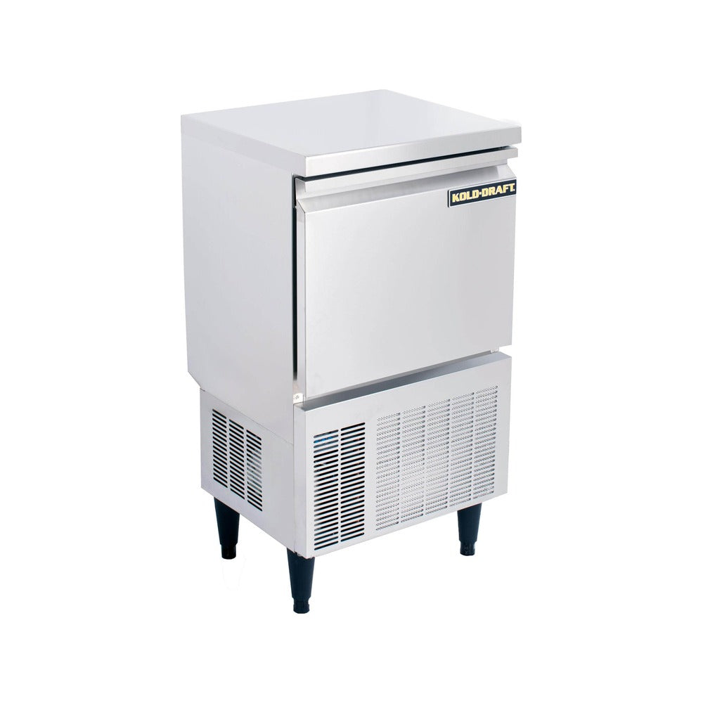 Kold-Draft KD-70E 19-3/4-inch undercounter cocktail cube ice machine, angled view with door closed