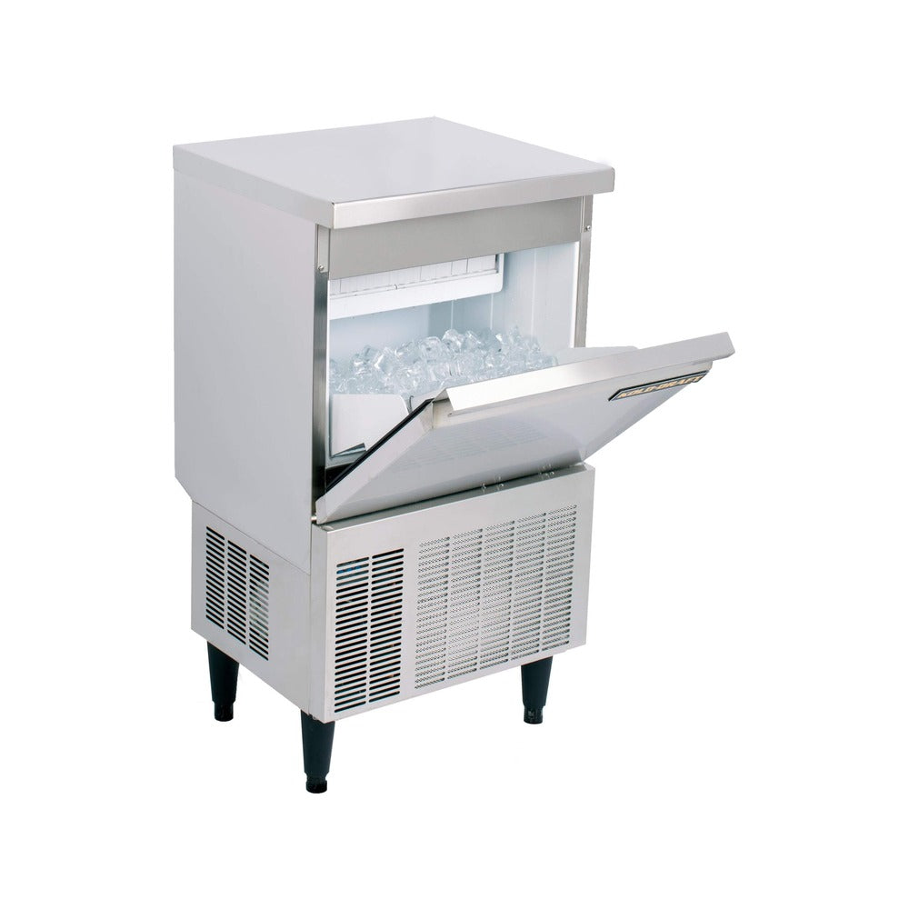Kold-Draft KD-70E undercounter ice machine with the bin door open showing stored ice