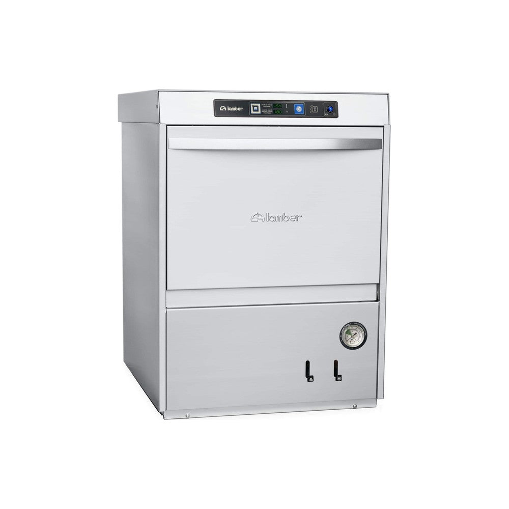 Lamber F99EKDPS high temperature undercounter dishwasher, front view, door closed