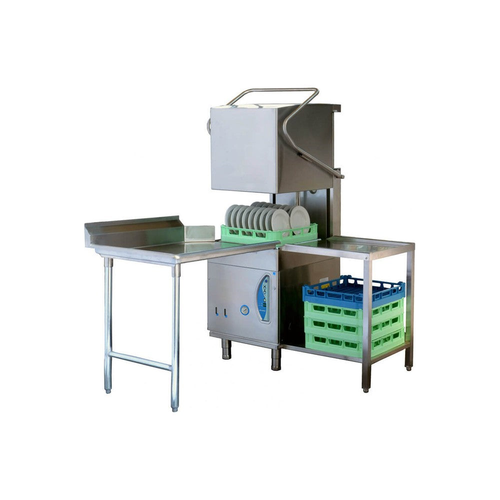 Lamber L21EKS pass-through dishwasher installed between optional dish tables (tables not included)