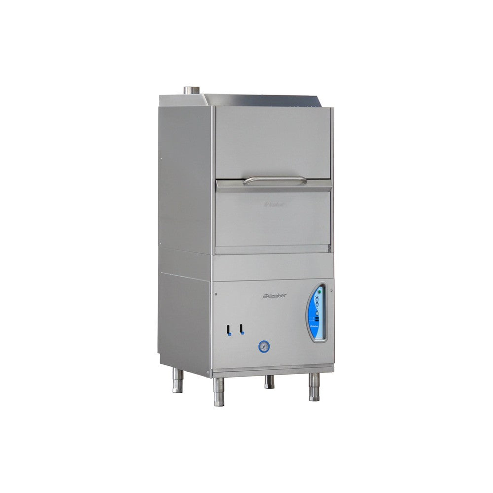 Lamber P700EKDPS high temperature front-loading pot and pan dishwasher, front view, door closed