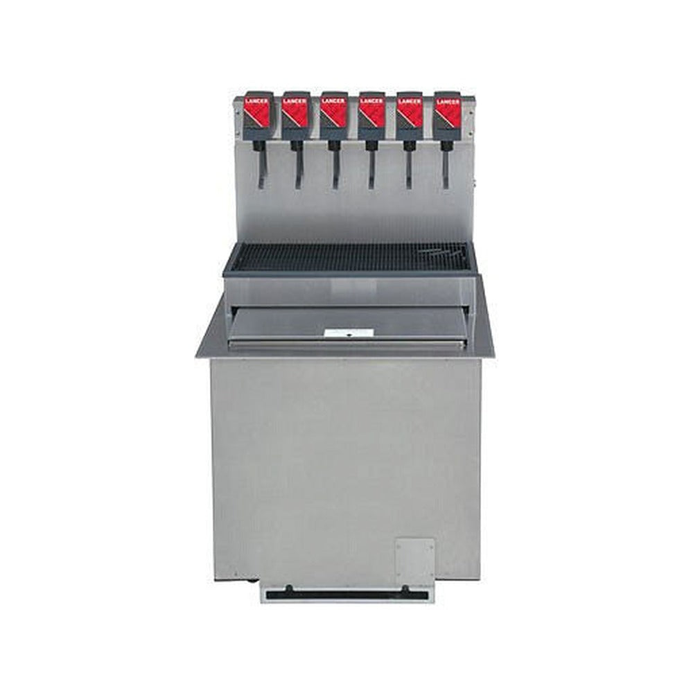 Lancer 85-2376-111 23-inch 6-valve drop-in soda dispenser, angled view