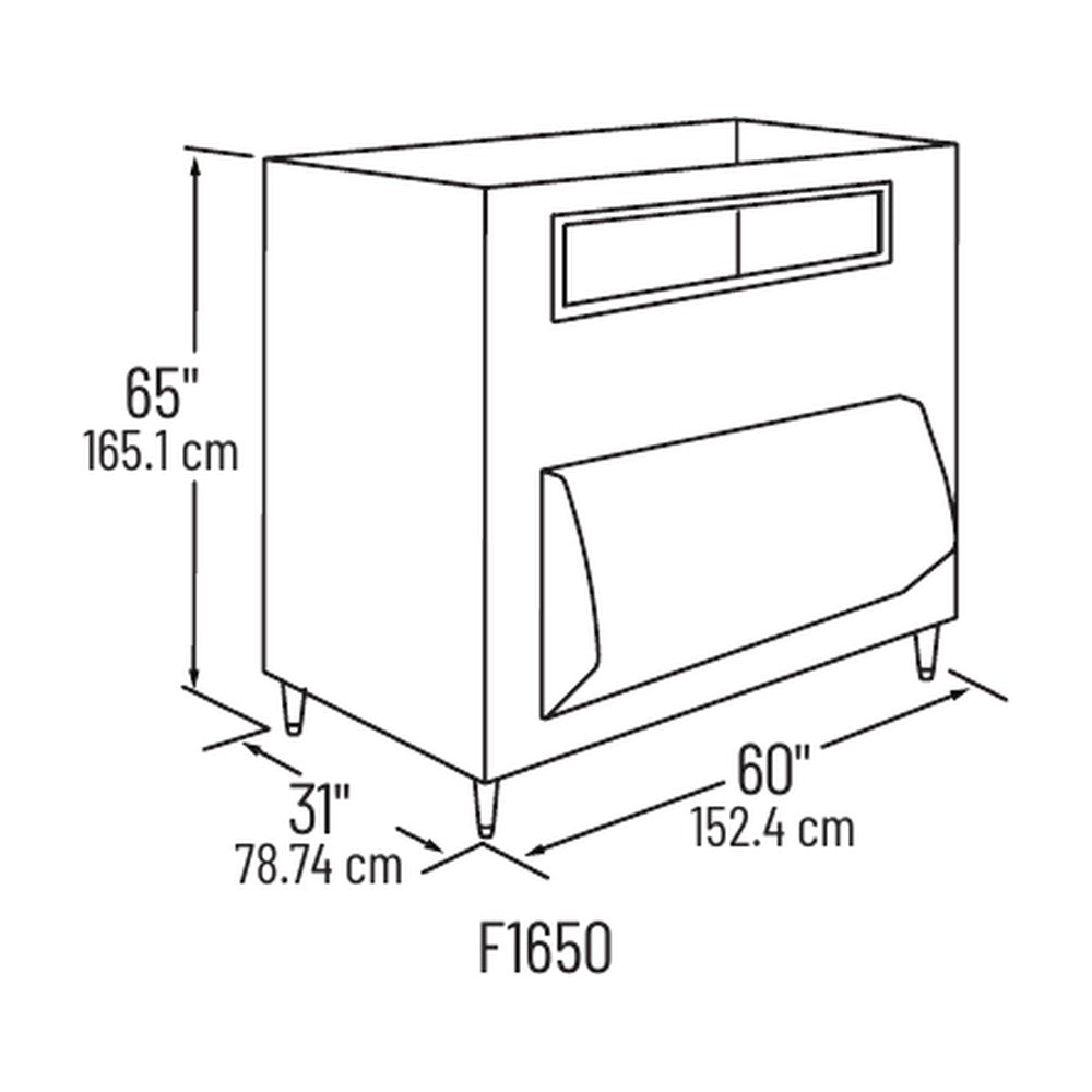 Manitowoc F1650 dimension drawing from the Manitowoc spec sheet: 60" W x 31" D x 65" H
