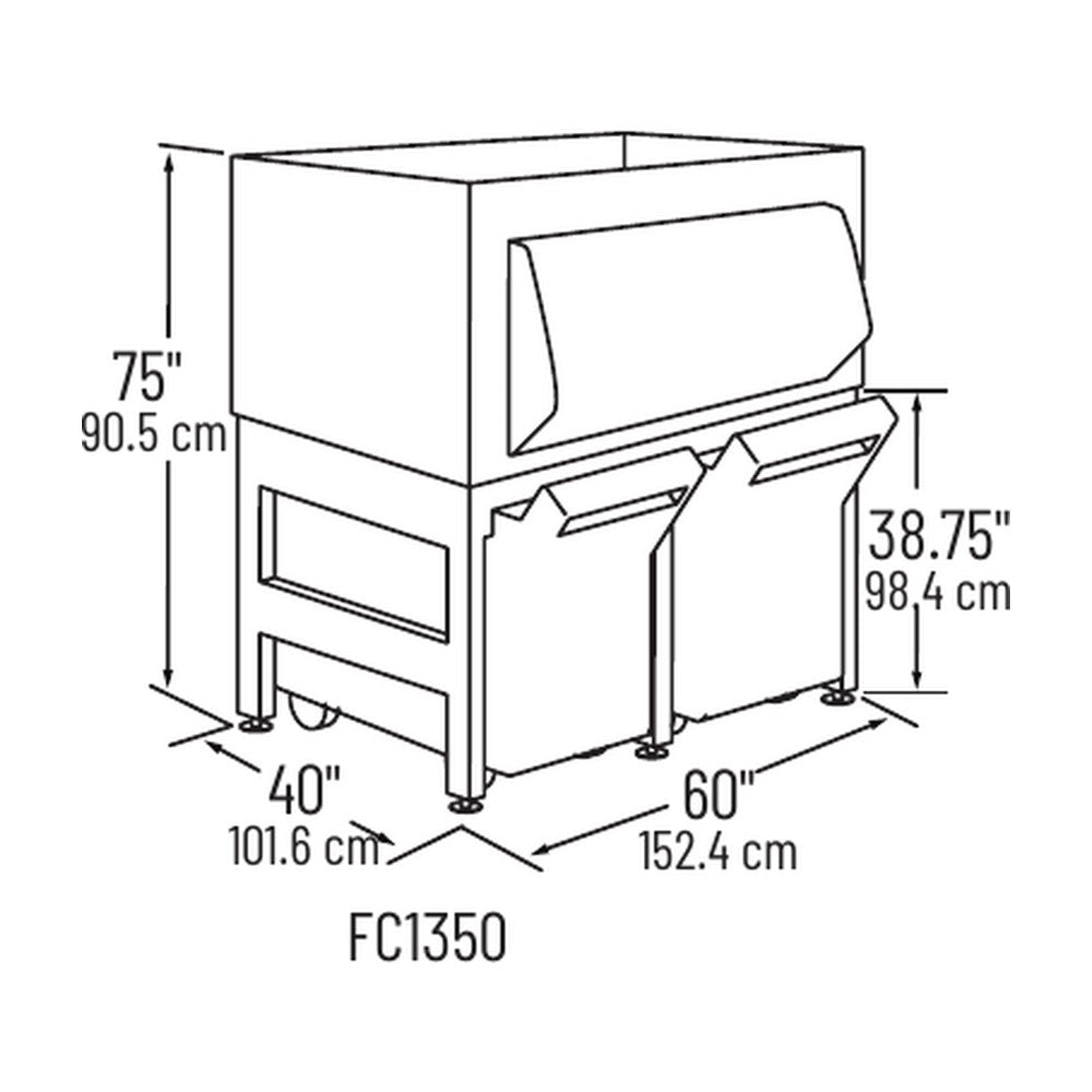 Manitowoc FC1350 dimension drawing from the Manitowoc spec sheet: 60" W x 40" D x 75" H