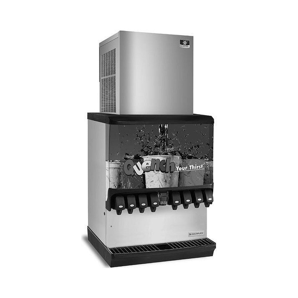 Manitowoc RNP0620W-161 water-cooled nugget ice machine shown on a beverage dispenser (dispenser sold separately)