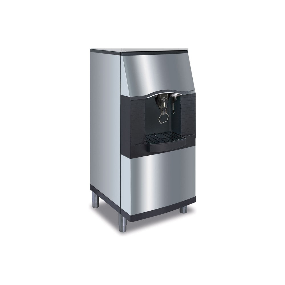 Manitowoc SFA192-161 22-inch touchless hotel ice & water dispenser, 120 lb storage, front angle view (ice machine sold separately)