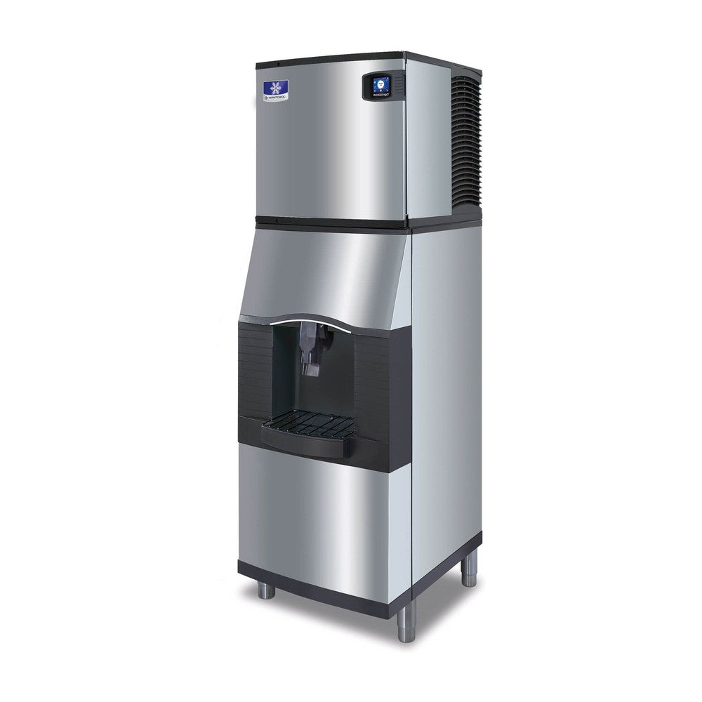 Manitowoc SPA162-161 22-inch touchless hotel ice dispenser, 120 lb storage, shown with an Indigo NXT ice machine on top (ice machine sold separately)