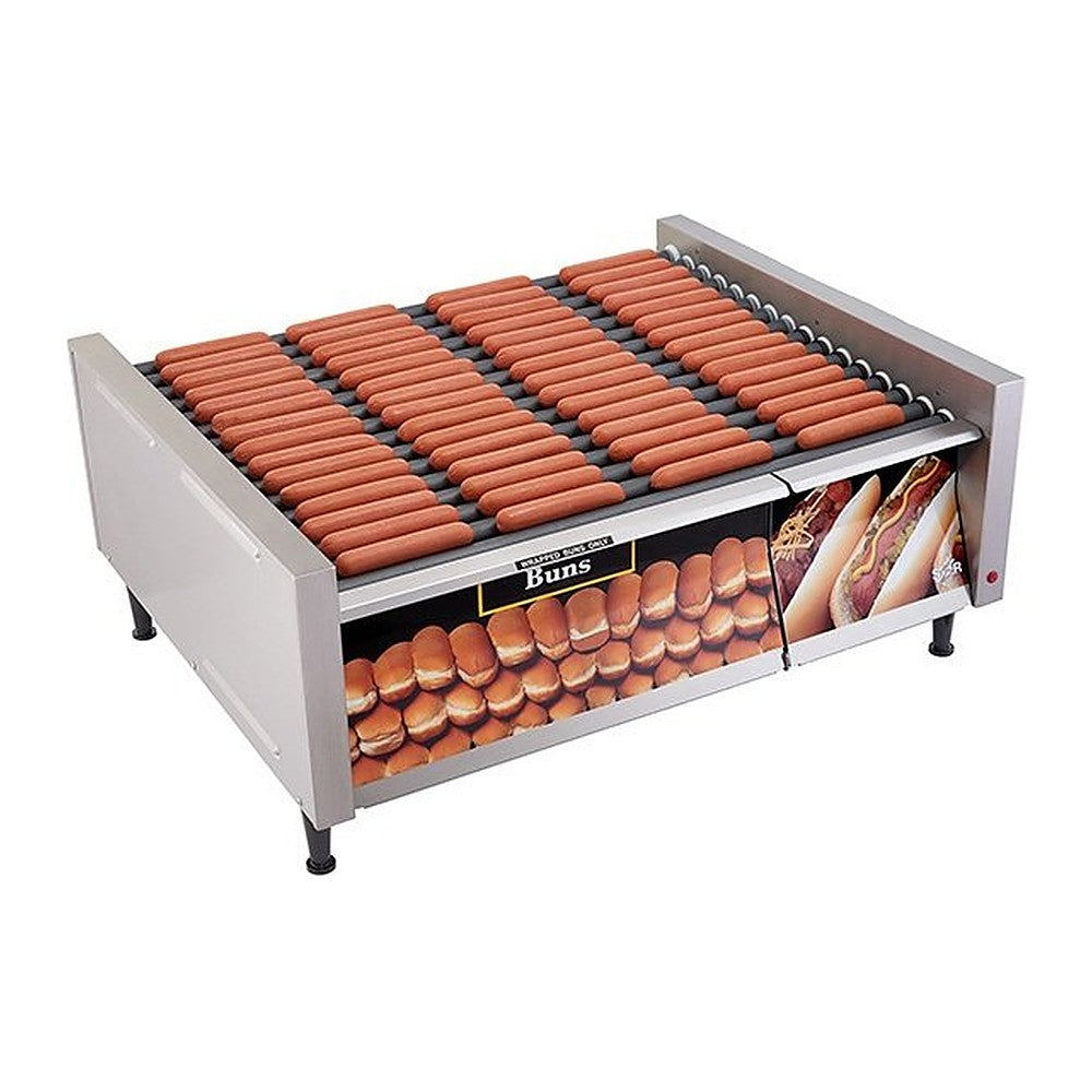 Star 75SCBD hot dog roller grill with 16 Duratec rollers and bun drawer (view 2)